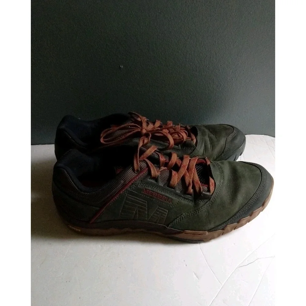 Leather Hiking Trail Shoes Outdoor Walking Comfort‎ Olive Green
